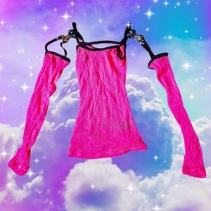 ✨️SOLD ✨️Neon Pink Scene Queen Mall Goth Fishnet Top